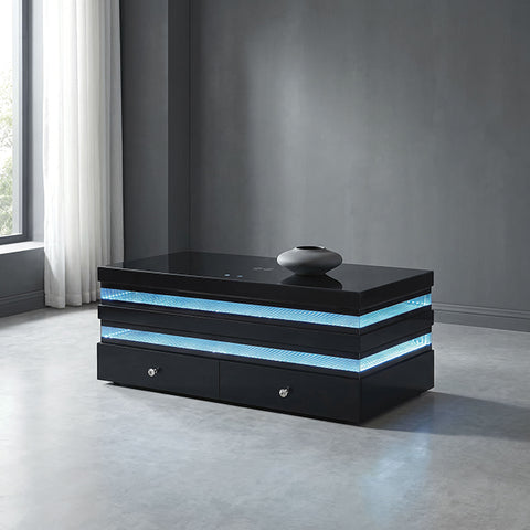 Maloy Rectangle Cocktail Table w/ Drawers - Black
