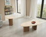Nolfi Coffee Table - Yellow Travertine/Brown Oak