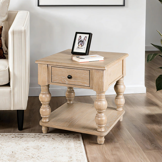 Chesapeake Square End Table - Light White Wash