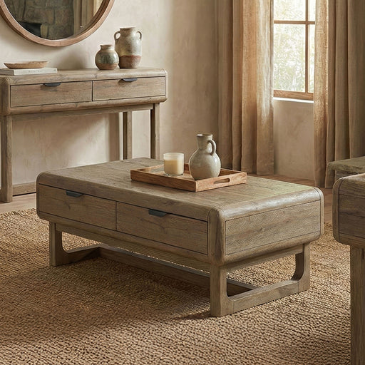 Solenne Arc Rect Cocktail Table - Knotty Grained Oak