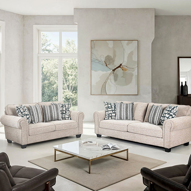 Viviani Sofa + Loveseat - Light Brown/Taupe