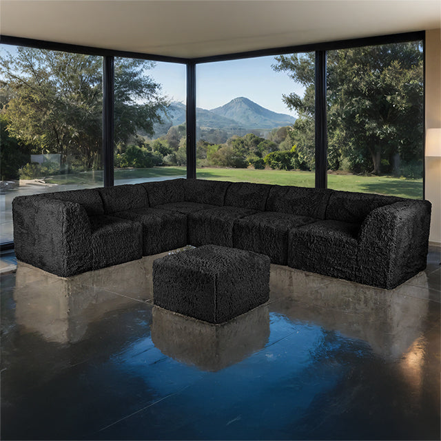 Nappi Large L-Sectional w/ Ottoman (Compressed Foam) - Black