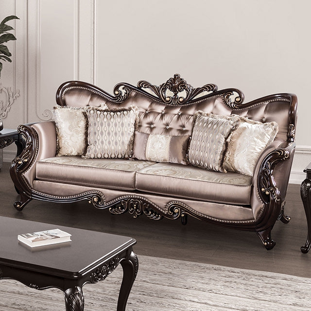 Albacete Sofa - Dark Cherry/Brown