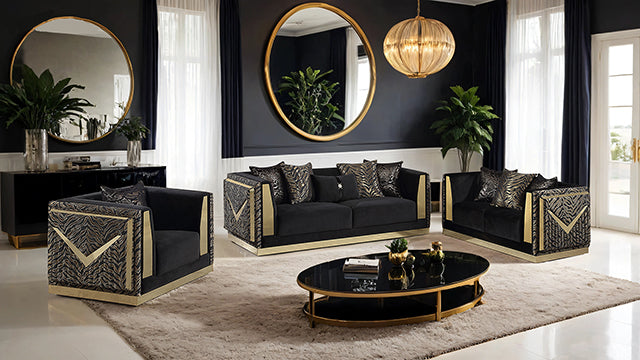 Doriphei Chair - Black Velvet/Gold