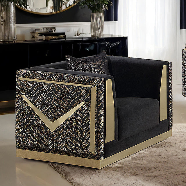 Doriphei Chair - Black Velvet/Gold