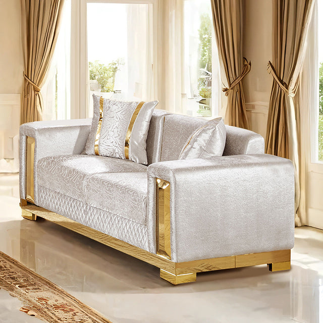 Valdosta Loveseat - Beige/Gold
