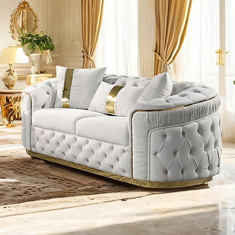 Adelpha Loveseat - Beige/Gold