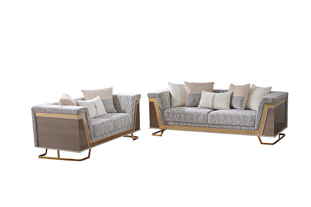 Thomasyn Sofa + Loveseat - Gold/Animal Print