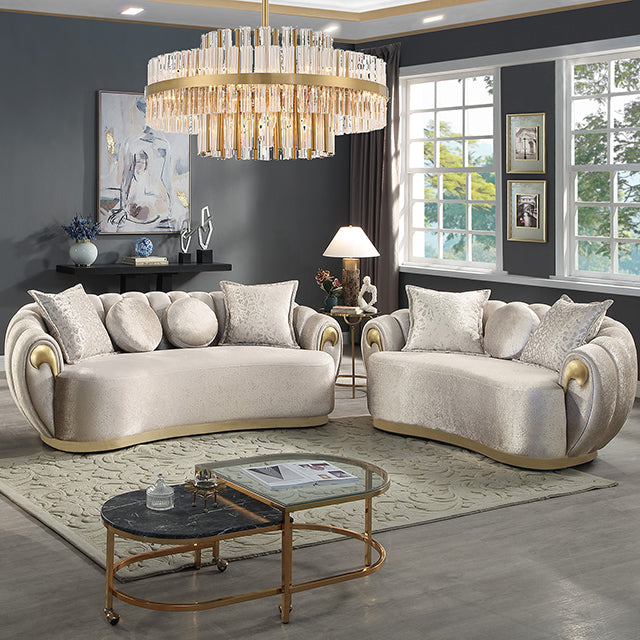 Reidin Sofa + Loveseat - Metallic Taupe