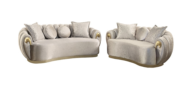 Reidin Sofa + Loveseat - Metallic Taupe