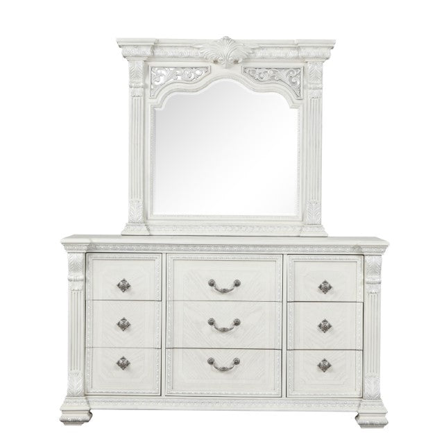 Promenade Dresser w/Jewelry Box - Wire-Brushed White