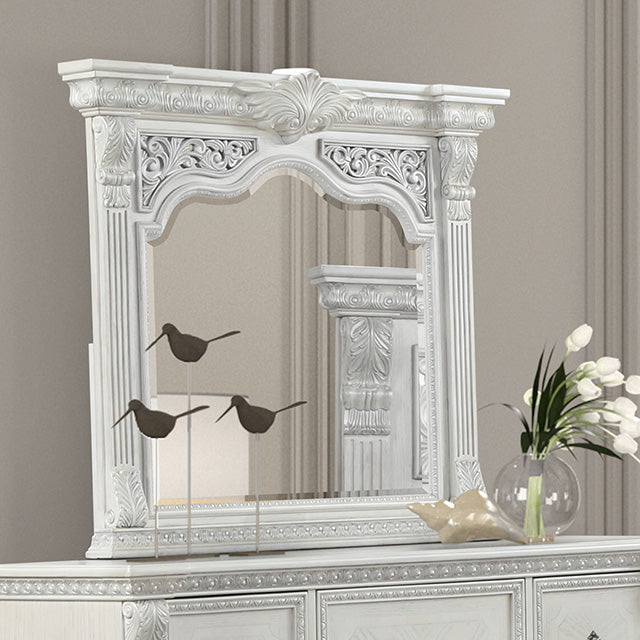 Promenade Mirror - Wire-Brushed White