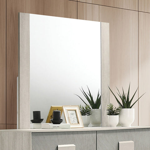 Lincolt Mirror - White Wash/Stone Gray