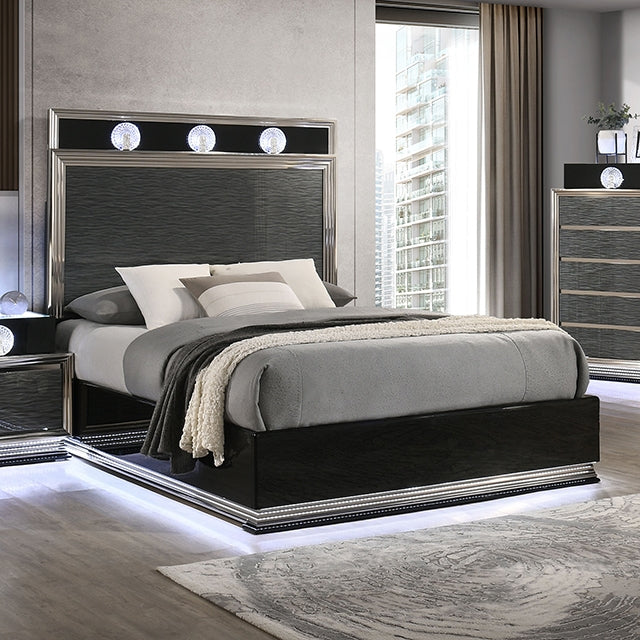 Noire 4 Pc Bedroom Set - Charcoal Gray/Black