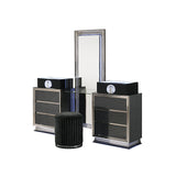 Noire Vanity Set w/ Stool - Charcoal/Black