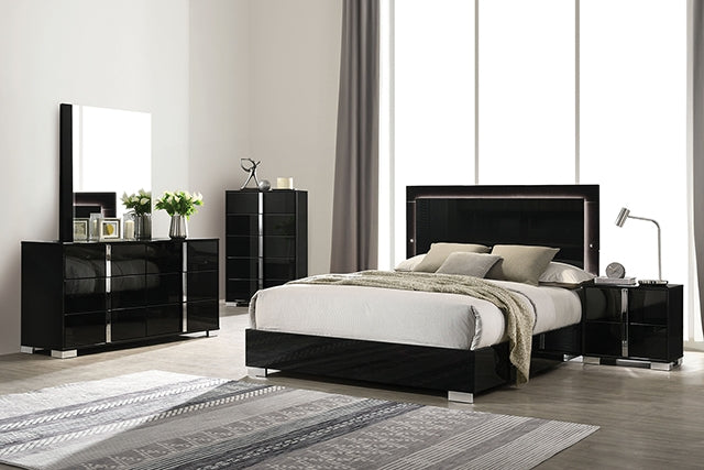 Sinistra 4 Pc Bedroom Set - Piano Black
