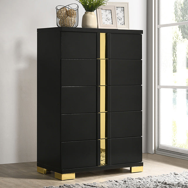 Lillestrom Chest - Black/Gold