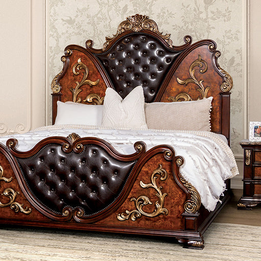 Aquilina 4 Pc Bedroom Set - Dark Cherry/Oak