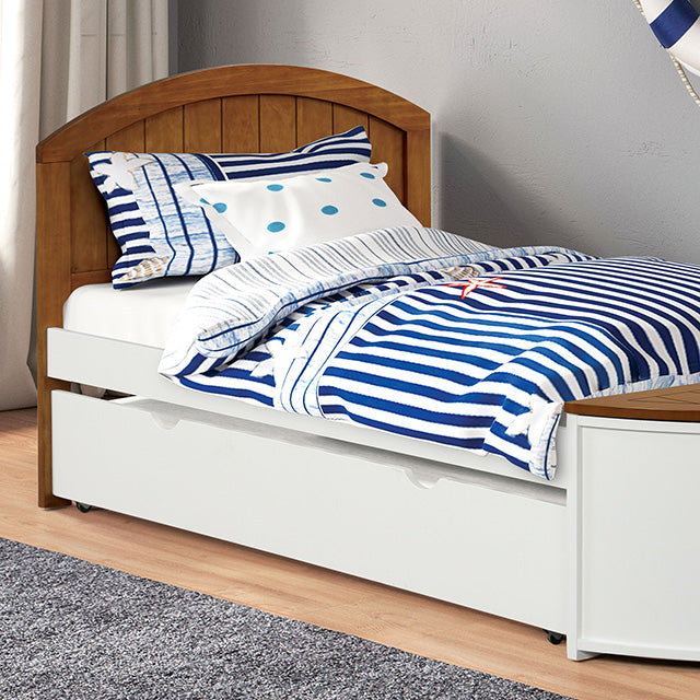 Poseidon Captain Bed - White/Oak - Twin / Twin Captain Bed (FM7629AK-T-BED+TR)