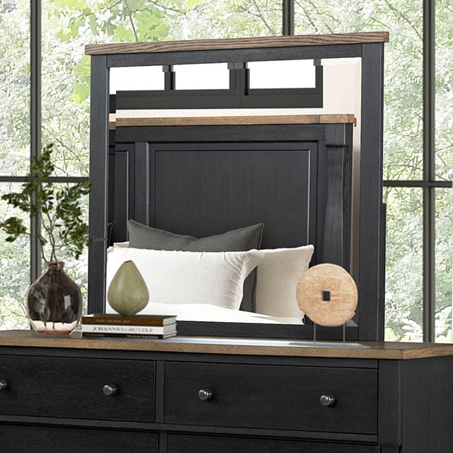 Neue Mills Mirror - Farmhouse Black/Rustic Oak