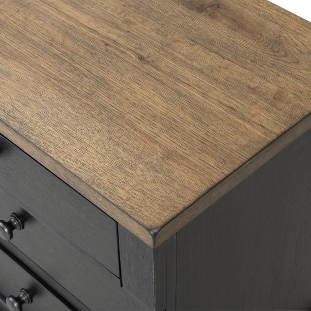Neue Mills 3-Drawer Nightstand - Farmhouse Black/Rustic Oak