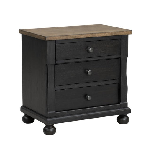 Neue Mills 3-Drawer Nightstand - Farmhouse Black/Rustic Oak