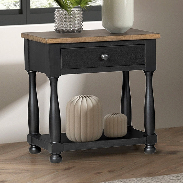 Neue Mills 1-Drawer Nightstand - Farmhouse Black/Rustic Oak