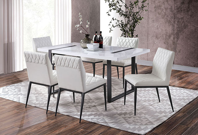 Alessia 7 Pc Dining Table Set - Black/White