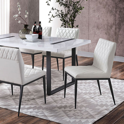 Alessia 7 Pc Dining Table Set - Black/White
