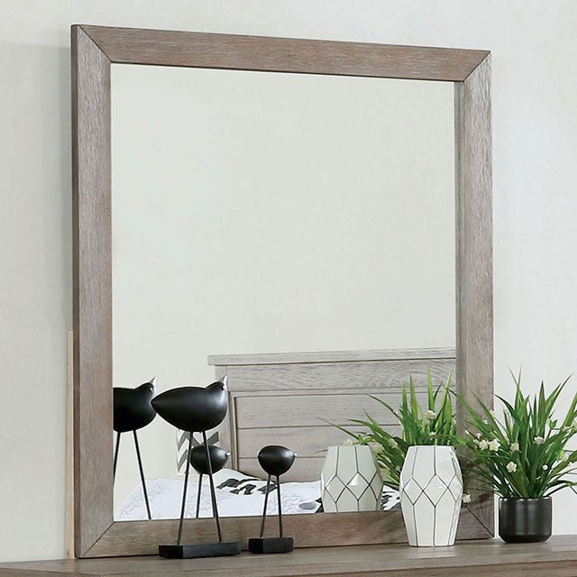 Vevey Mirror - Wire-Brushed Warm Gray