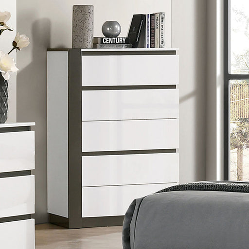 Birsfelden Chest - White/Metallic Gray