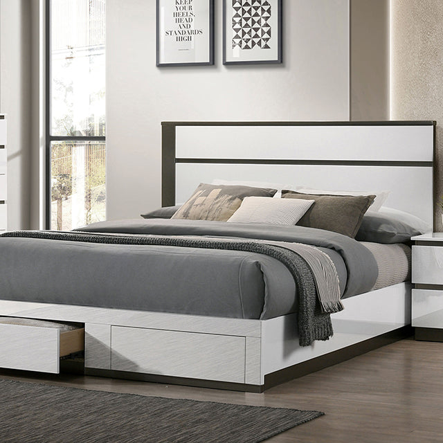 Birsfelden Bed - White/Metallic Gray - Standard / Bed