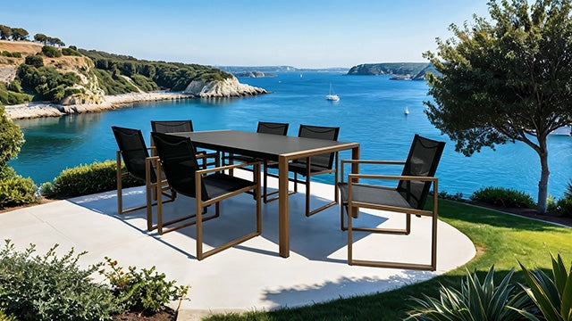 Oswego 8 Pc. Outdoor Dining Set - Natural/Black