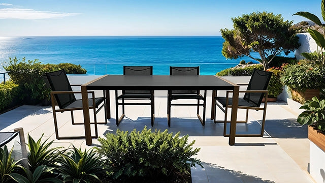 Oswego 8 Pc. Outdoor Dining Set - Natural/Black