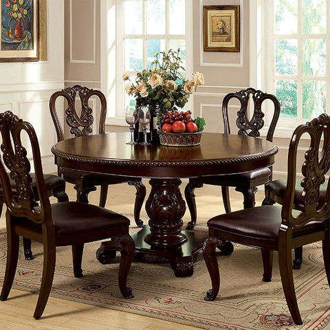 Bellagio 5 Pc Dining Table Set (Leatherette Chairs) - Brown Cherry