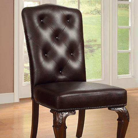 Bellagio Leatherette Side Chair (Set of 2) - Dark Brown/Brown Cherry