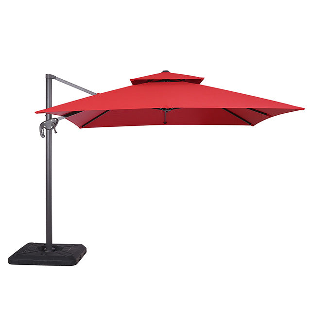 Hero 10 Ft Square Umbrella w/ Double Top + 37" Large Base - Red