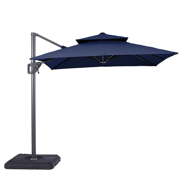 Fida 8 Ft Square Umbrella w/ Double Top + 37" Large Base - Blue