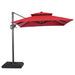 Fida 8 Ft Square Umbrella w/ Double Top + 37" Large Base - Red