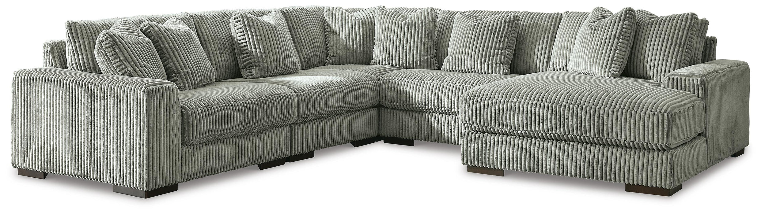 Lindyn 5-Piece Sectional with Chaise - Fog - Right side