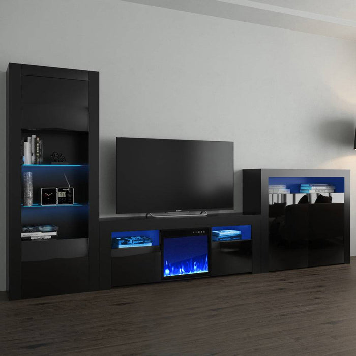 Milano 145EF-BK-2D Fireplace Entertainment Center