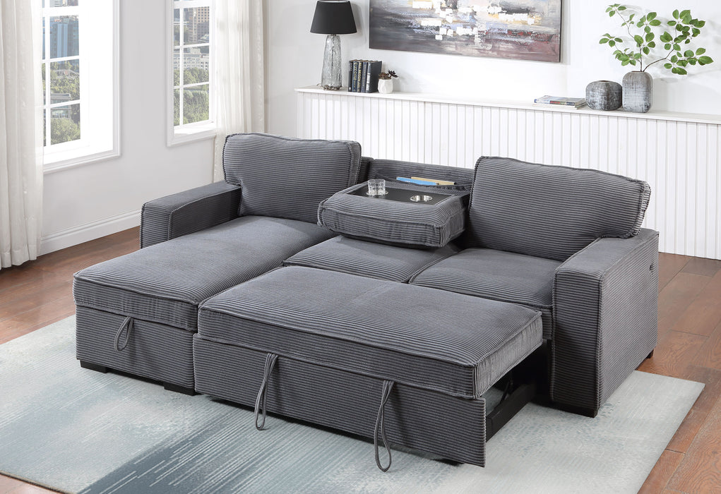 U0203 LIGHT GREY PULL OUT SOFA BED