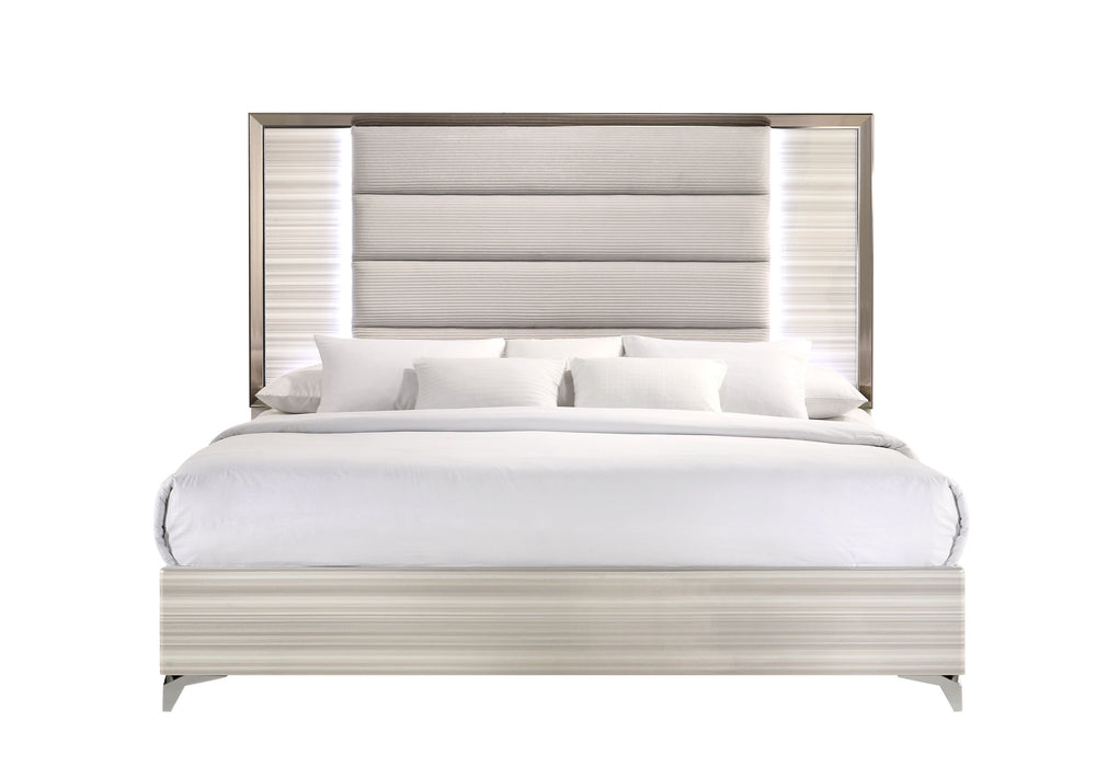 ZAMBRANO WHITE BED WITH LED
