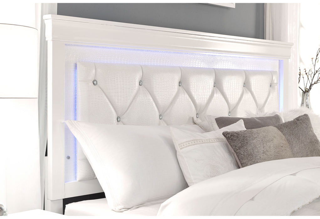 POMPEI METALLIC WHITE BED WITH LED