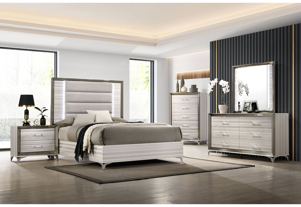 ZAMBRANO WHITE BED WITH LED