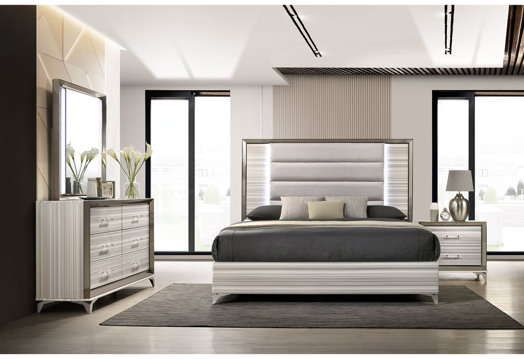 ZAMBRANO WHITE BED WITH LED