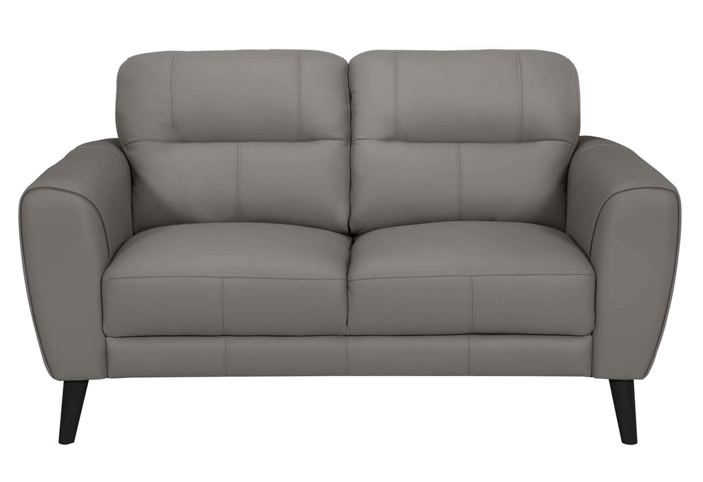 U6007 LIGHT GREY LEATHER LOVESEAT