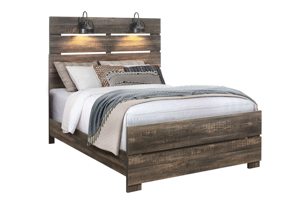LINWOOD DARK OAK BED WITH BOOKCASE