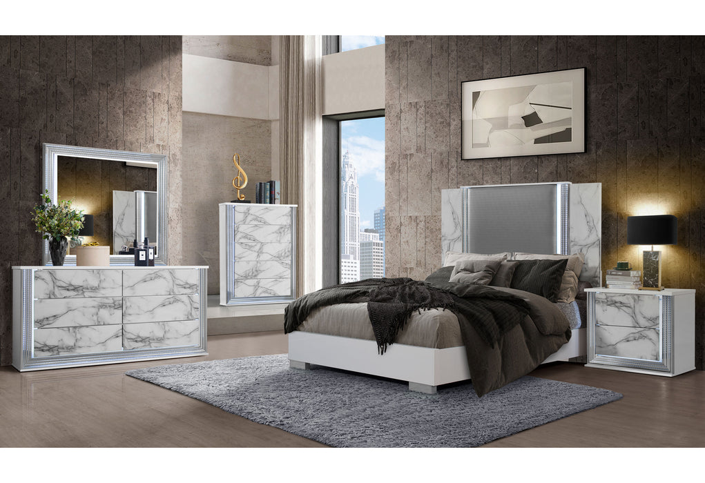 YLIME WHITE MARBLE DRESSER WITH LED