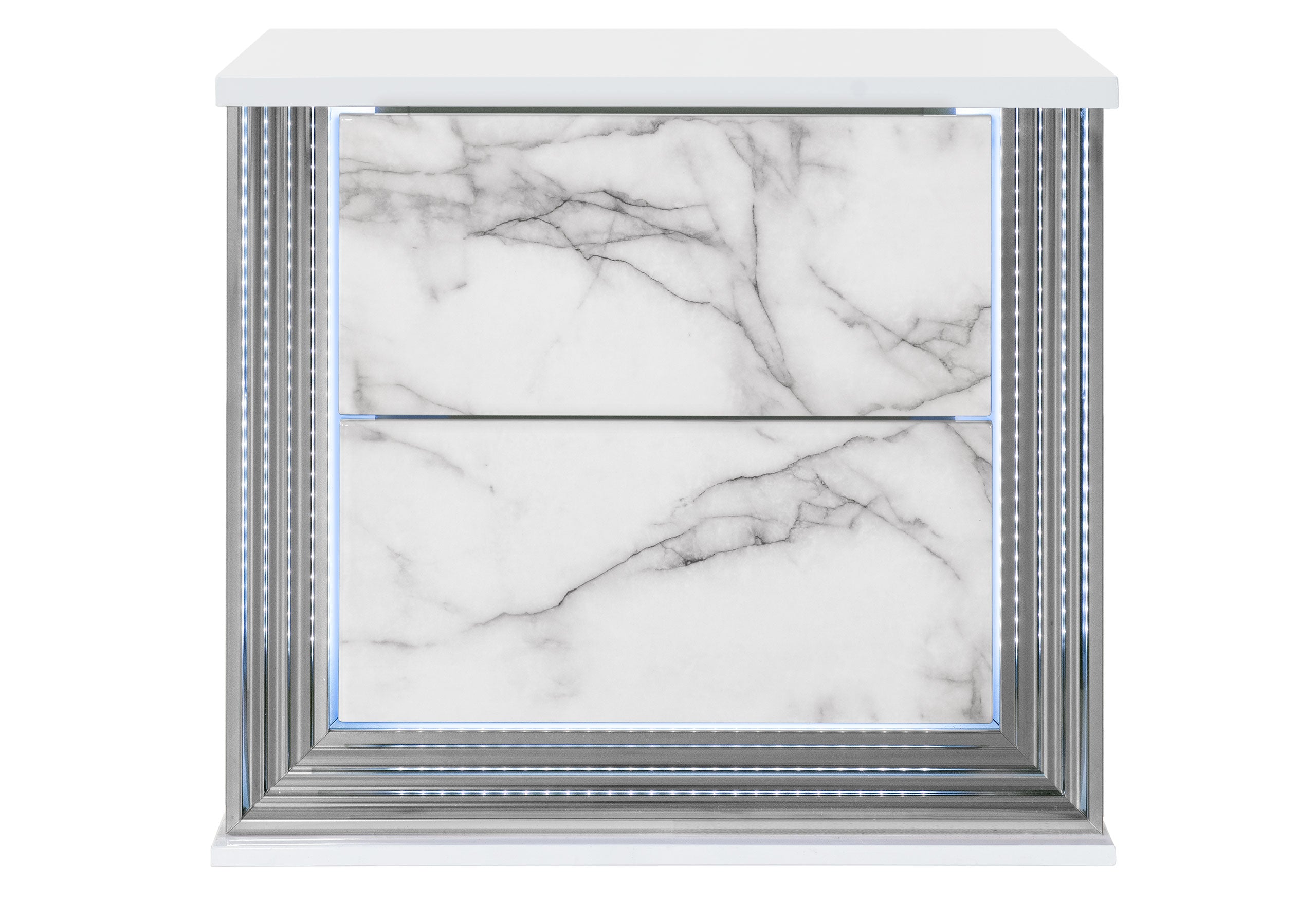 YLIME WHITE MARBLE NIGHTSTAND WITH LED